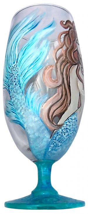 Autumn Haired Mermaid Stem Glass Image 2