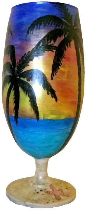 Beach Sunset Stemmed Pilsner Glass Image 1
